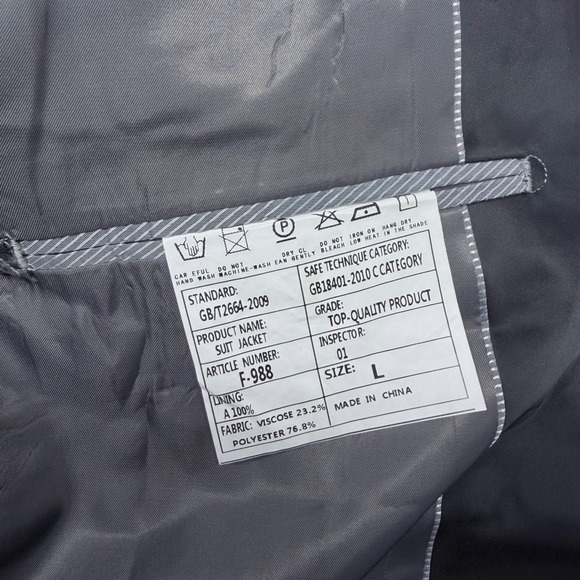 Men's Grey Shawl Collar Tuxedo Blazer Suit Jacket Size L - Picture 4 of 10